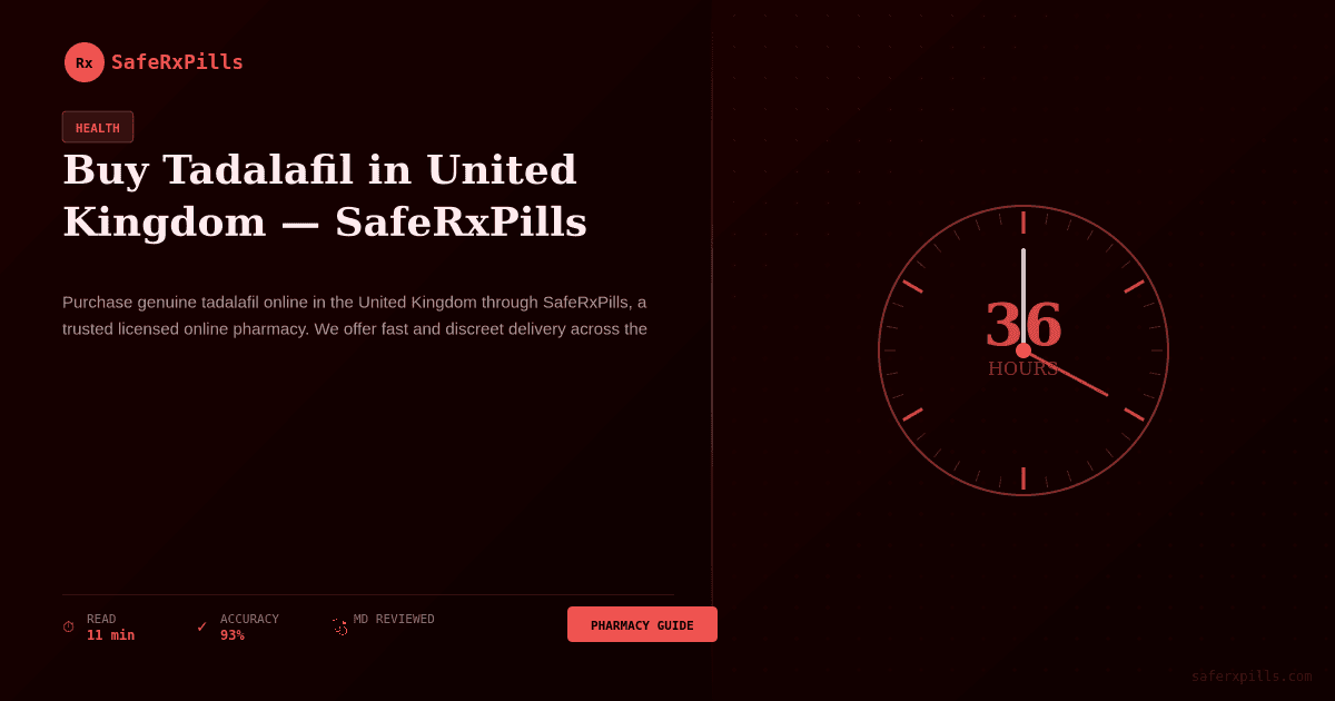 Tadalafil medication tablets displayed for UK purchase at SafeRxPills pharmacy online