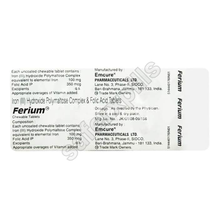 Buy Ferium Chewable (Iron Folic Acid) online | SafeRxPills