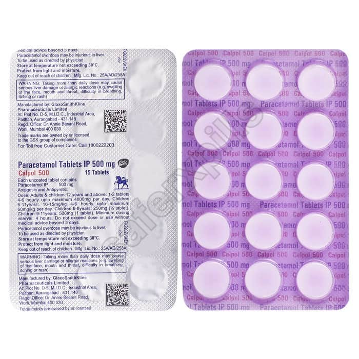Buy Calpol 500mg - Paracetamol/Acetaminophen | SafeRxPills