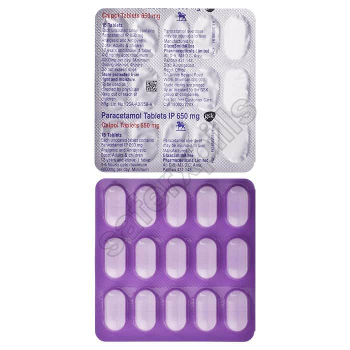 Buy Calpol 650mg - Paracetamol/Acetaminophen | SafeRxPills