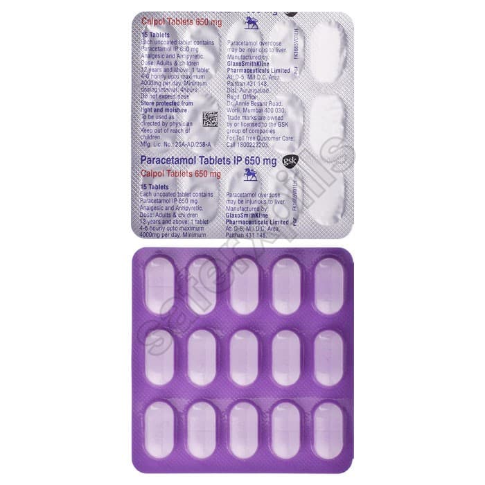 Buy Calpol 650mg - Paracetamol/Acetaminophen | SafeRxPills