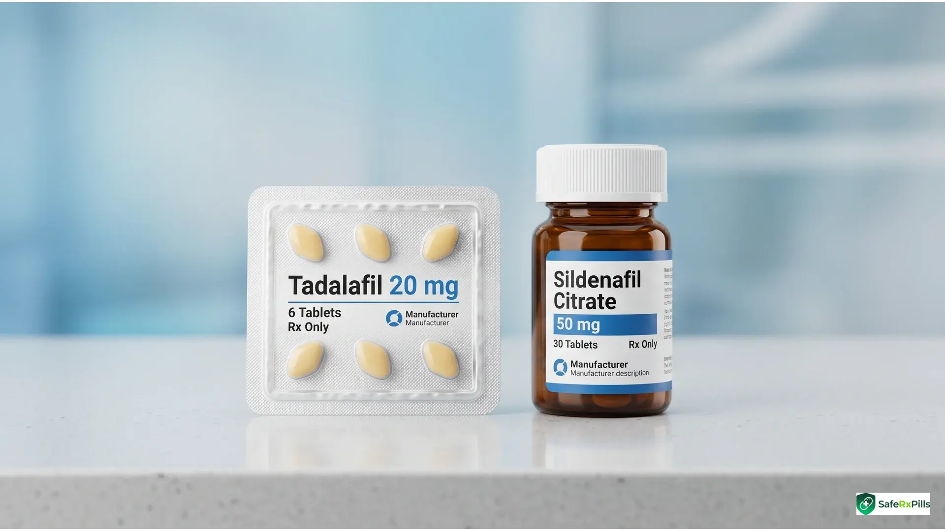Tadalafil vs Sildenafil comparison - Cialis vs Viagra ED treatment guide for USA UK Canada Australia