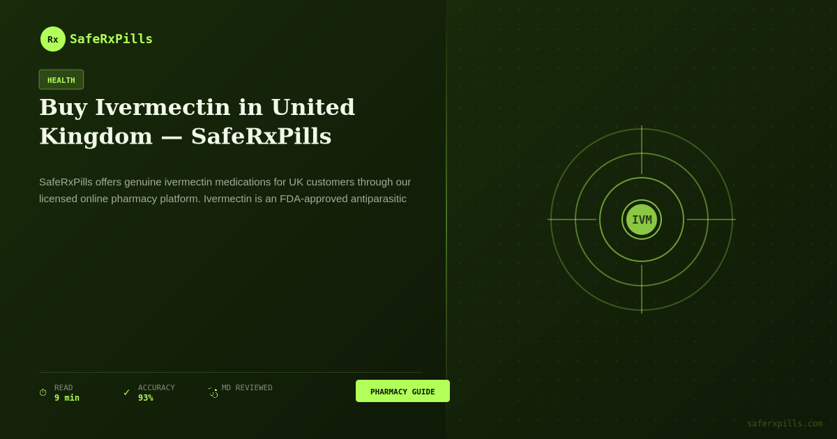 Buy Ivermectin UK safely at SafeRxPills - trusted online pharmacy with prescription medications