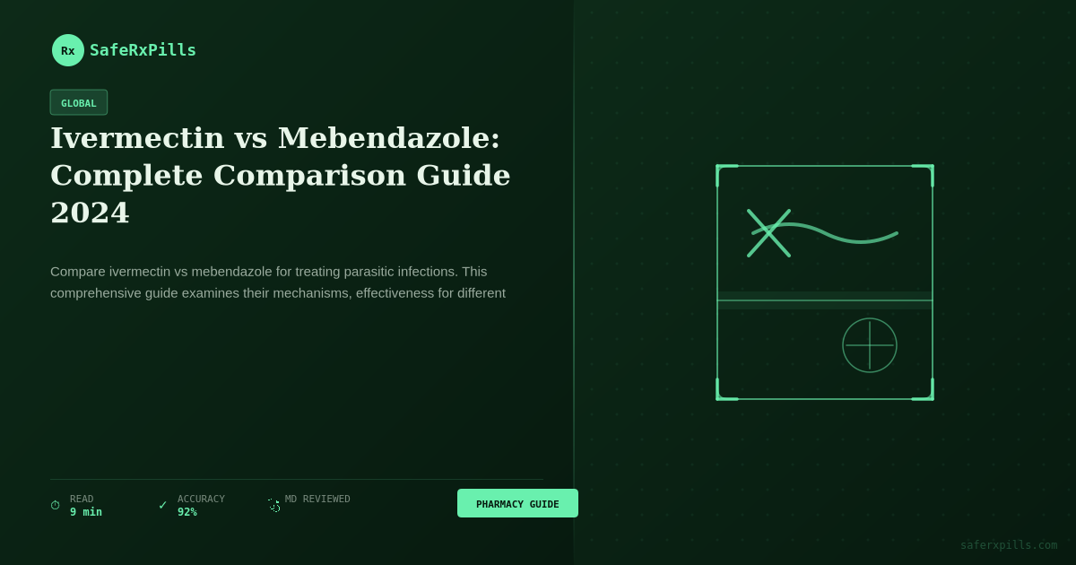 Ivermectin vs Mebendazole comparison chart showing effectiveness, dosage, and side effects